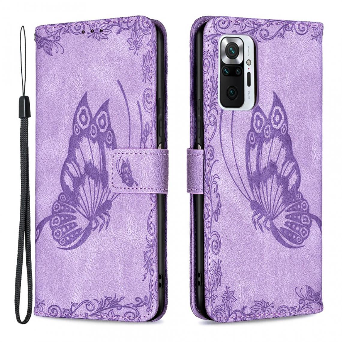 Other - Etui en PU Mentions légales Papillon Fleur Magnétique avec support violet pour votre Xiaomi Redmi Note 10 Pro Max/Redmi Note 10 Pro - Coque, étui smartphone