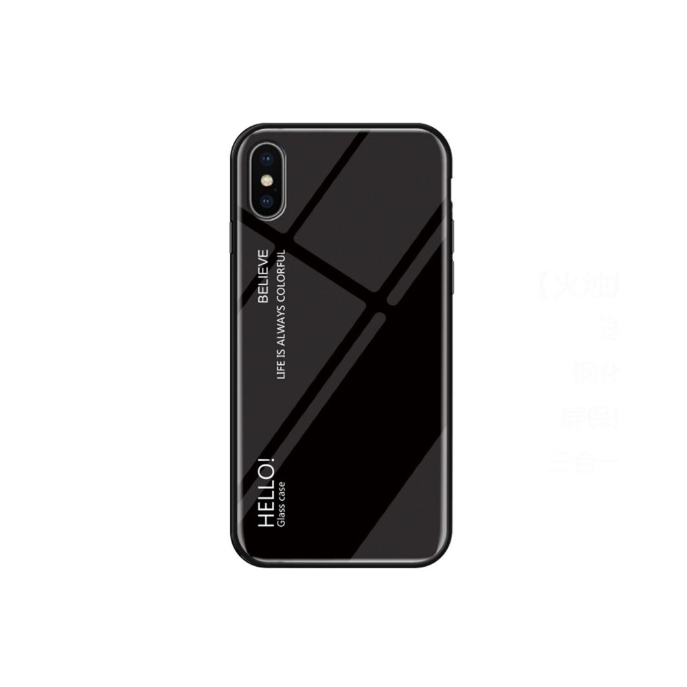 Wewoo - Coque Housse en verre dégradé pour iPhone X noir - Coque, étui smartphone