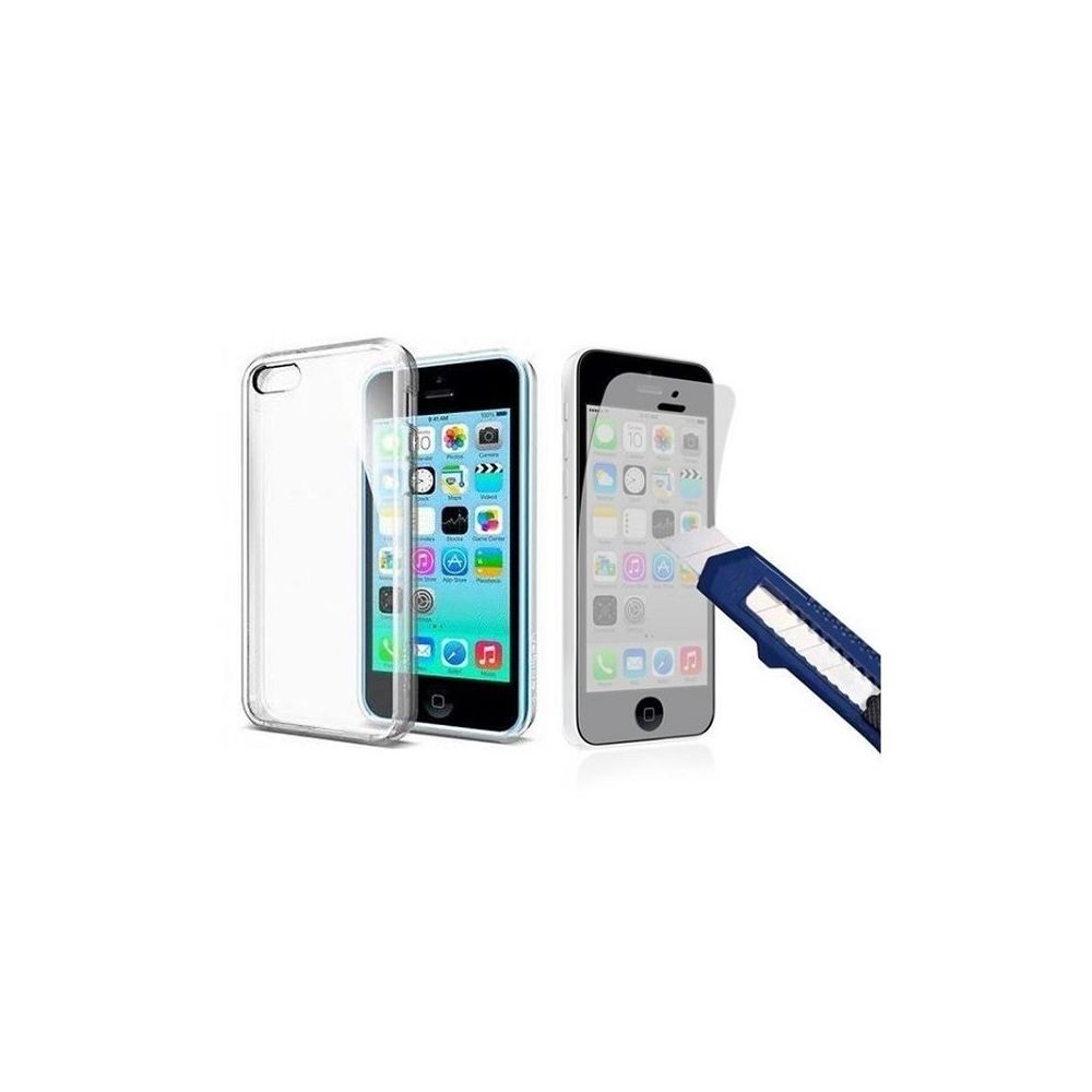 marque generique - Pack Special Film Verre Trempe + Coque Silicone Transparent pour Apple Iphone 5C - Coque, étui smartphone