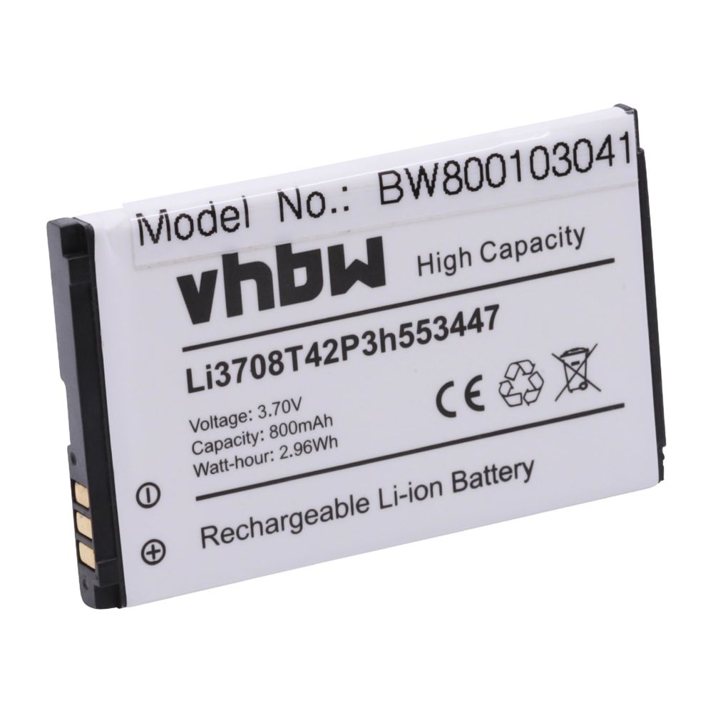 Vhbw - batterie LI-ION 800mAh pour ZTE C88, C78, C70, E520, Essenze, Agent, F160; Vodafone 351, VF351 etc. remplace Li3708T42P3h553447, Li3707T42P3h553447 - Batterie téléphone
