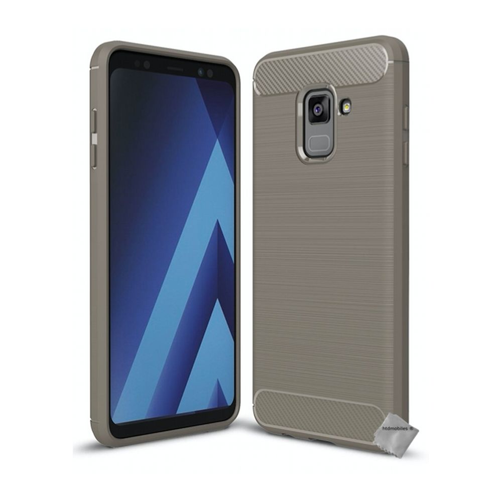 Htdmobiles - Housse etui coque silicone gel carbone pour Samsung Galaxy A8 (2018) + film ecran - GRIS - Autres accessoires smartphone