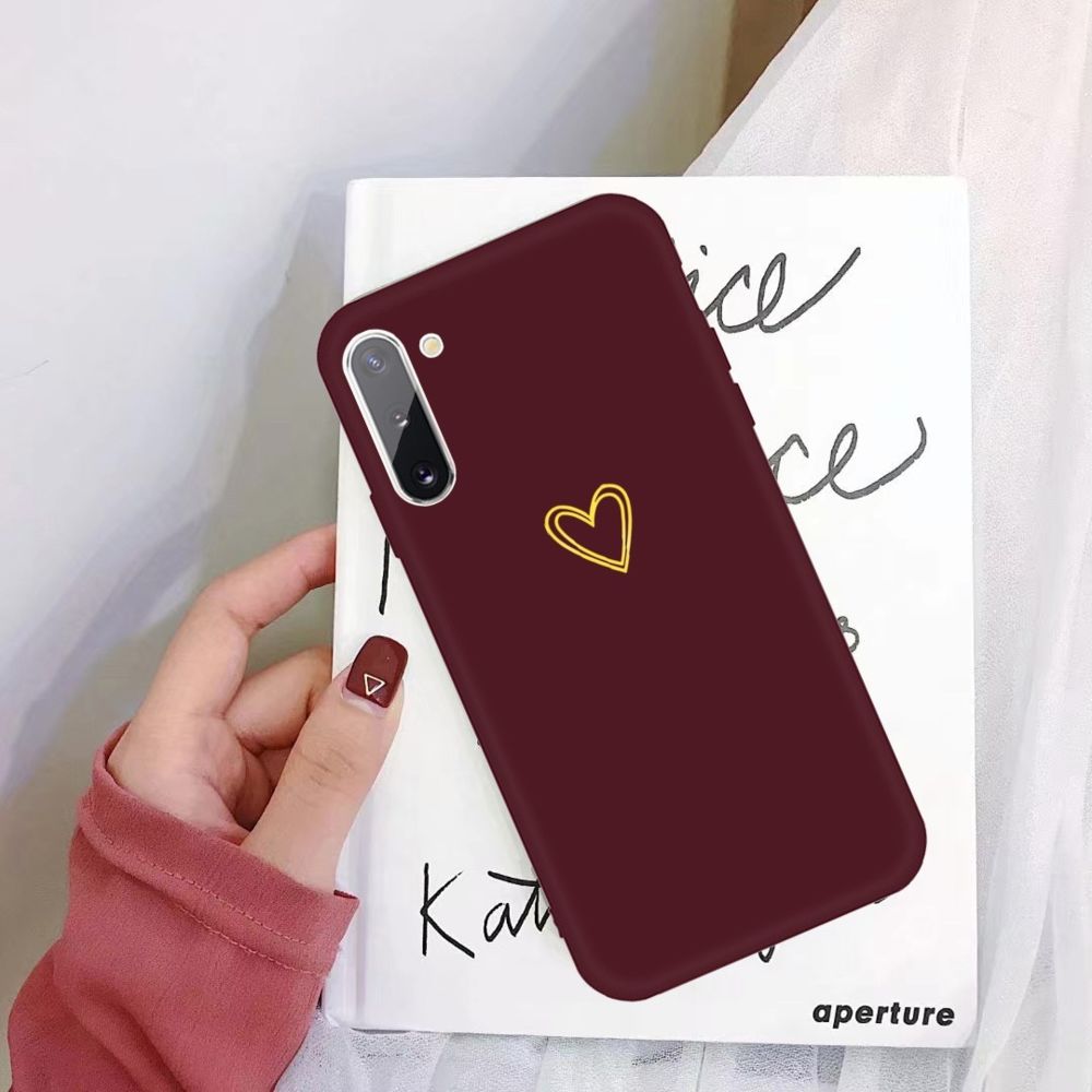 Wewoo - Housse Étui Coque Pour Galaxy Note10 Golden Love Heart Pattern Givré TPU de protection Wine Red - Coque, étui smartphone