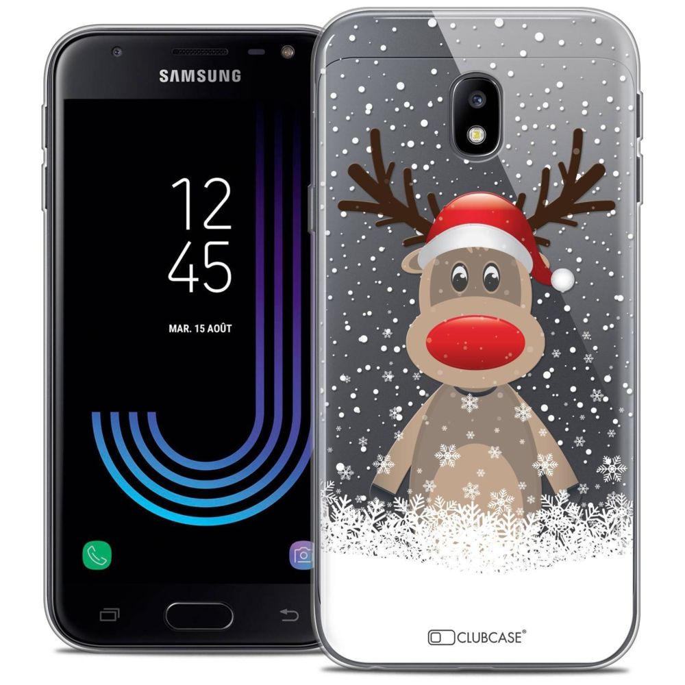 Caseink - Coque Housse Etui Samsung Galaxy J3 2017 J320 (5 ) [Crystal Gel HD Collection Noël 2017 Design Cerf au Bonnet - Souple - Ultra Fin - Imprimé en France] - Coque, étui smartphone