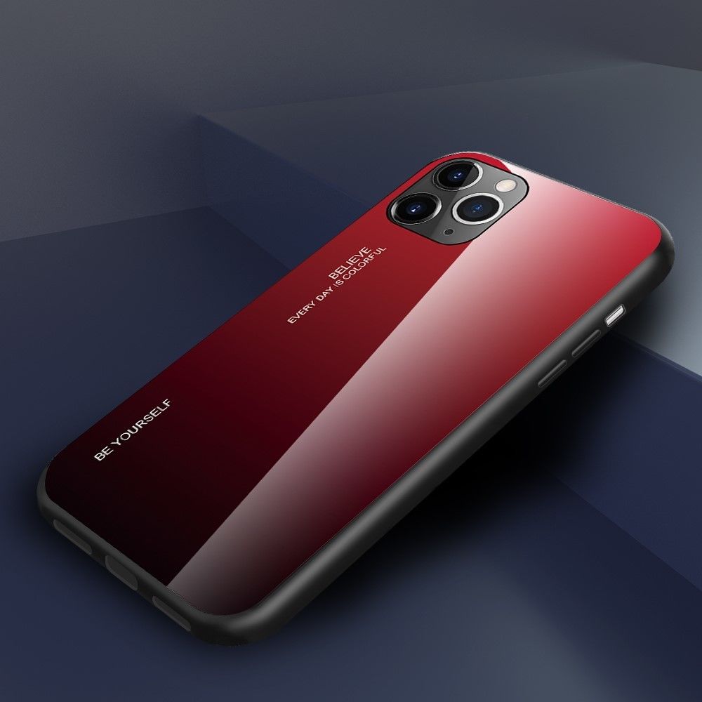 marque generique - Coque en TPU verre dégradé rouge/noir pour votre Apple iPhone 11 Pro Max 6.5 pouces - Coque, étui smartphone