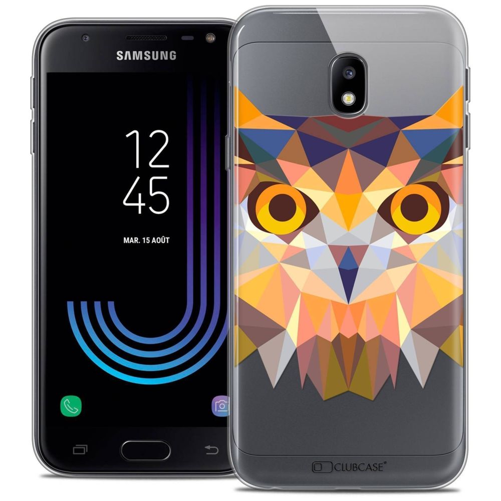 Caseink - Coque Housse Etui Samsung Galaxy J3 2017 J320 (5 ) [Crystal Gel HD Polygon Series Animal - Souple - Ultra Fin - Imprimé en France] Hibou - Coque, étui smartphone