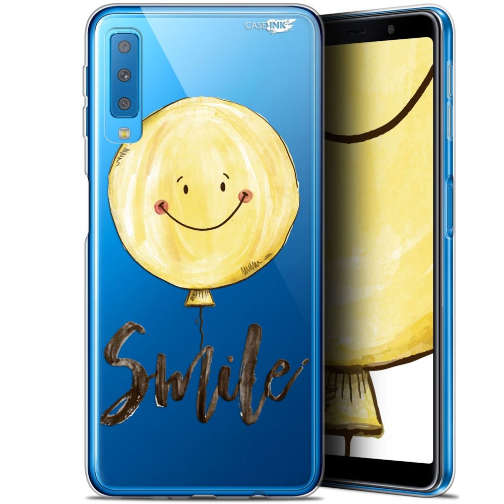Caseink - Coque arrière Samsung Galaxy A7 2018 (A750) (6 ) Gel HD [ Nouvelle Collection - Souple - Antichoc - Imprimé en France] Smile Baloon - Coque, étui smartphone