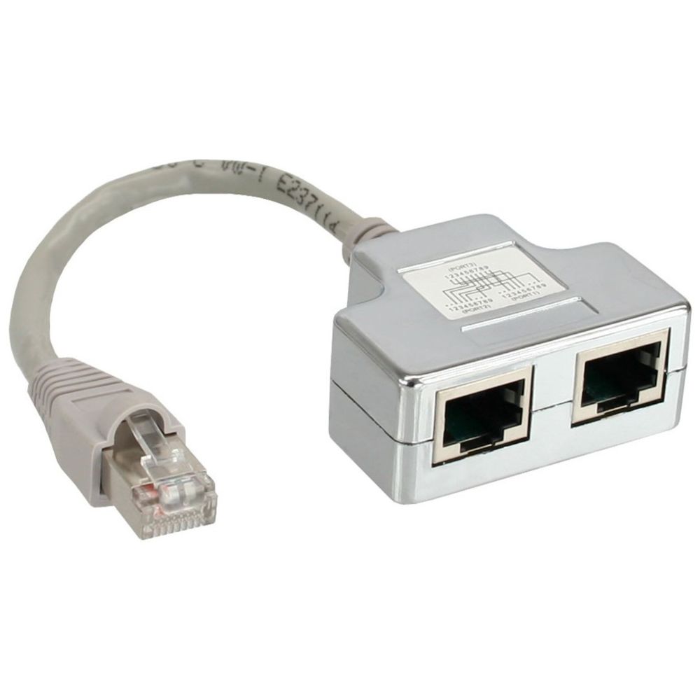 Inline - Reproductrice port ISDN, InLine®, 1x RJ45 mâle à 2x RJ45 Bu, avec câble - Accessoires Téléphone Fixe