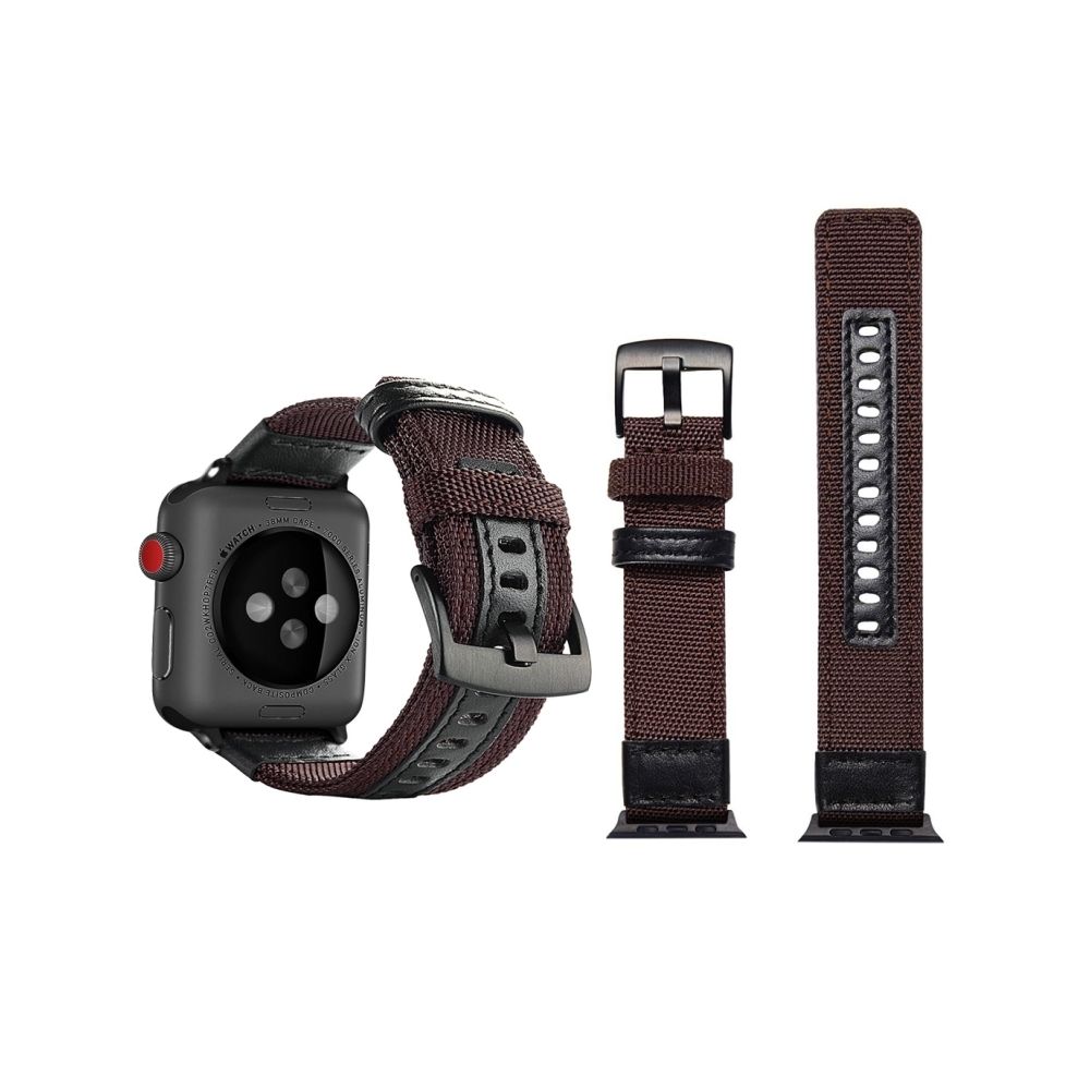 Wewoo - Bracelet de montre-bracelet en nylon de style Jeep avec boucle en acier inoxydable pour Apple Watch séries 3 et 2 et 1 38 mm (brun) - Accessoires Apple Watch