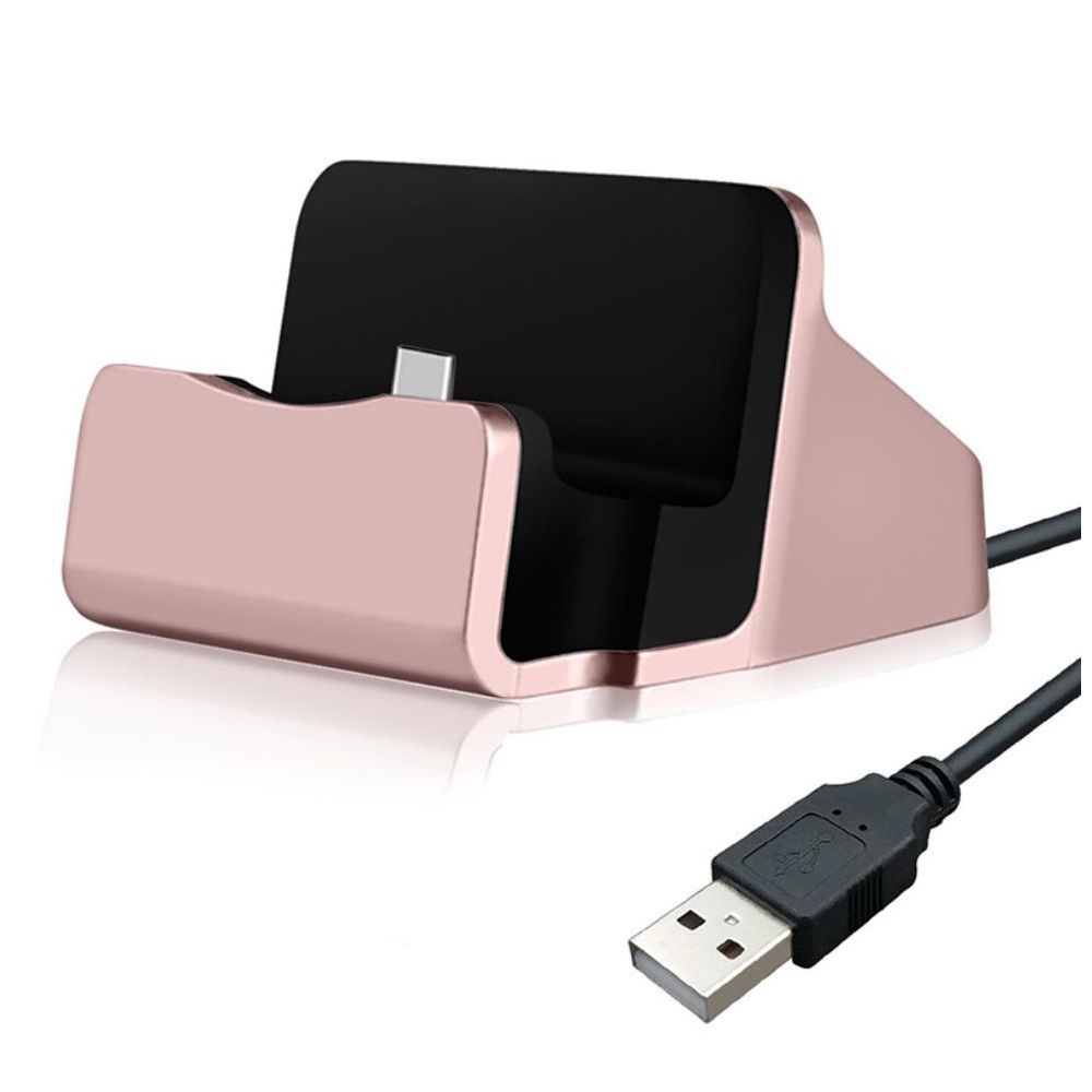 Phonillico - Station d'Accueil pour SONY XPERIA 10 / 10 PLUS / XZ3 / XZ2 / XZ2 COMPACT / XZ1 / XZ1 COMPACT / XZ / XZ PREMIUM / X COMPACT / XA1 / XA1 ULTRA / XA2 / XA2 ULTRA / L3 / L2 / L1 - Dock Chargeur Bureau USB-C couleur Rose [Phonillico®] - Chargeur secteur téléphone