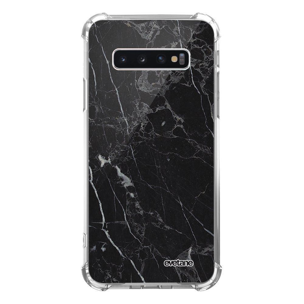 Evetane - Coque Samsung Galaxy S10 Plus anti-choc souple avec angles renforcés transparente Marbre noir Evetane - Coque, étui smartphone