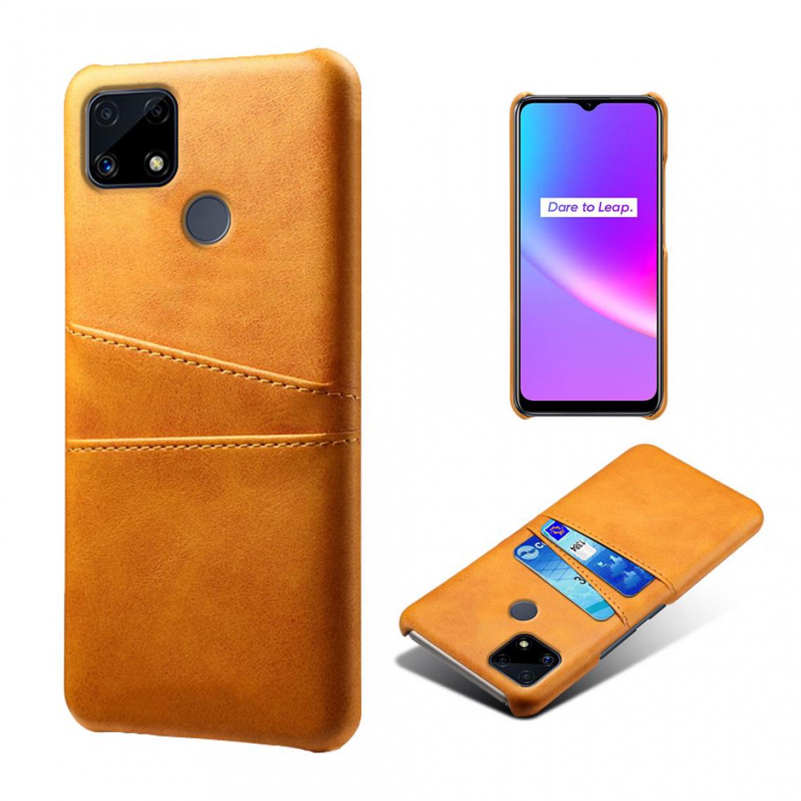 Other - Coque en TPU + PU avec double porte-cartes orange pour votre Realme C25 - Coque, étui smartphone