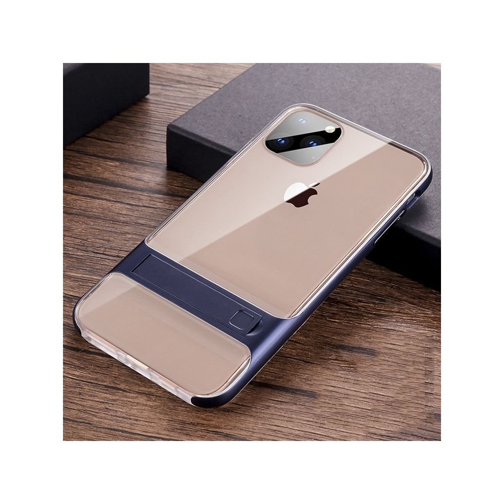 Wewoo - Coque Rigide Pour iPhone 11 Pro Crystal Shockproof TPU + PC Case avec support bleu foncé - Coque, étui smartphone