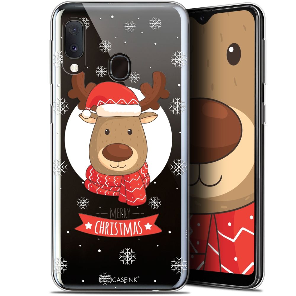 Caseink - Coque Pour Samsung Galaxy A20E (5.8 ) [Gel HD Collection Noël 2017 Design Cerf à Echarpe - Souple - Ultra Fin - Imprimé en France] - Coque, étui smartphone