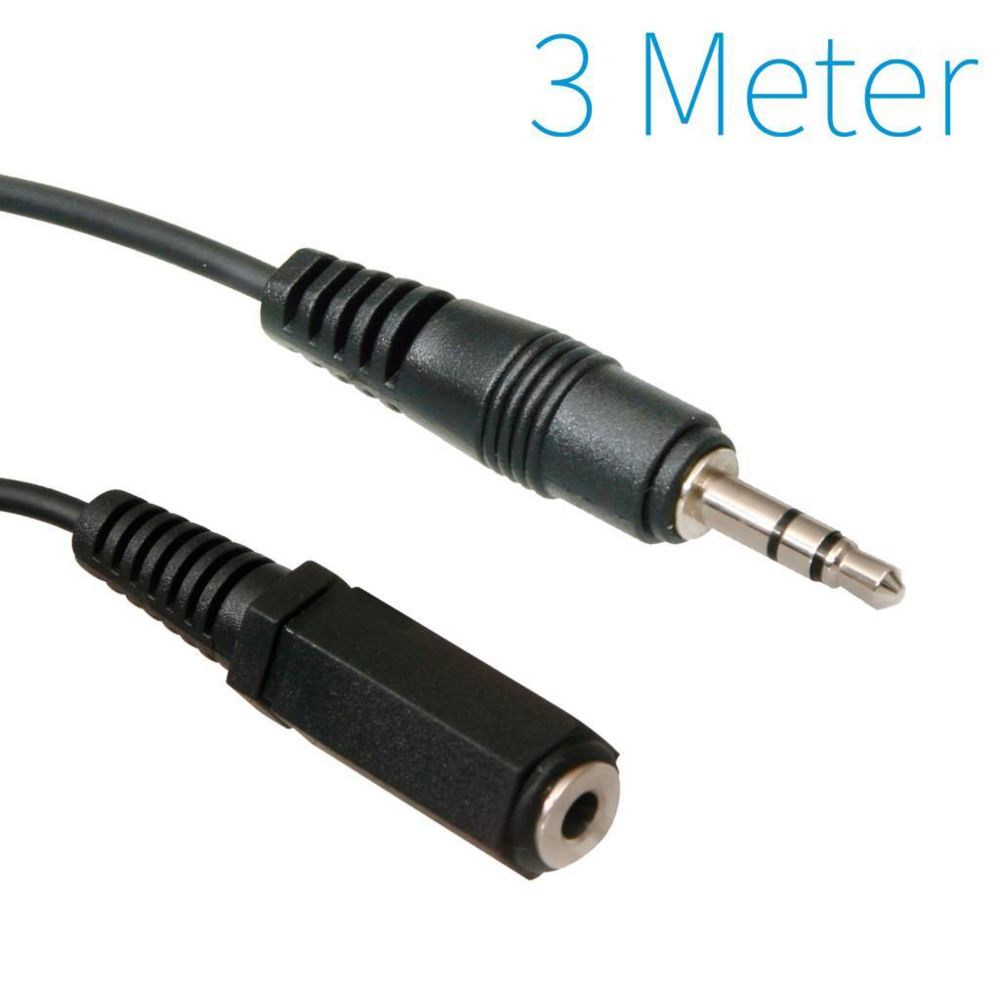 Ansell - Câble audio stéréo Extension 3,5 mm mâle - 3,5 mm femelle 3.00 m Noir - accessoires cables meubles supports