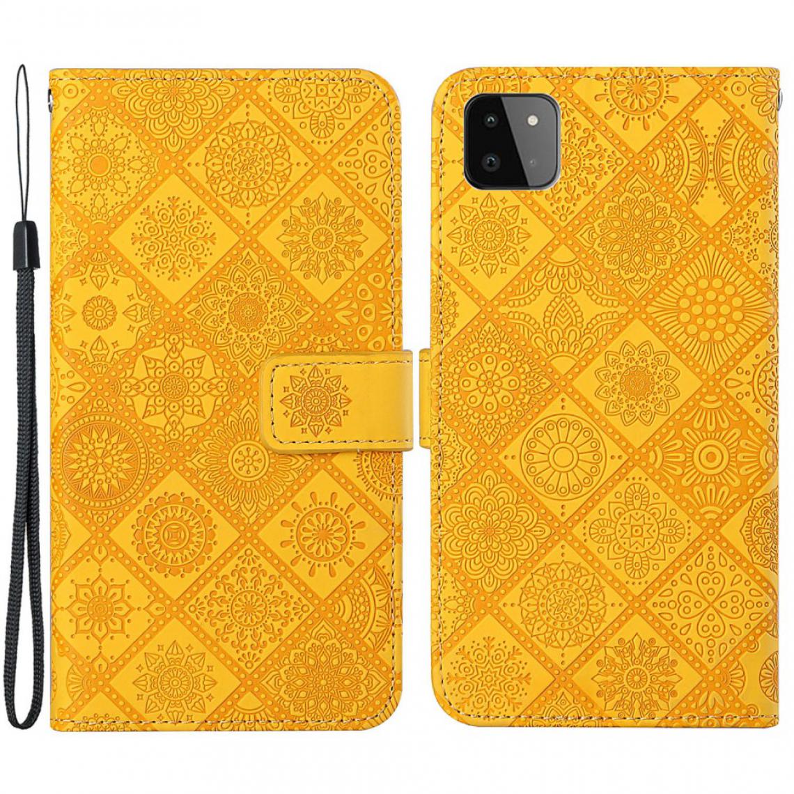 Other - Etui en PU Fermoir aimanté avec fleur imprimée jaune pour votre Samsung Galaxy A22 5G (EU Version) - Coque, étui smartphone