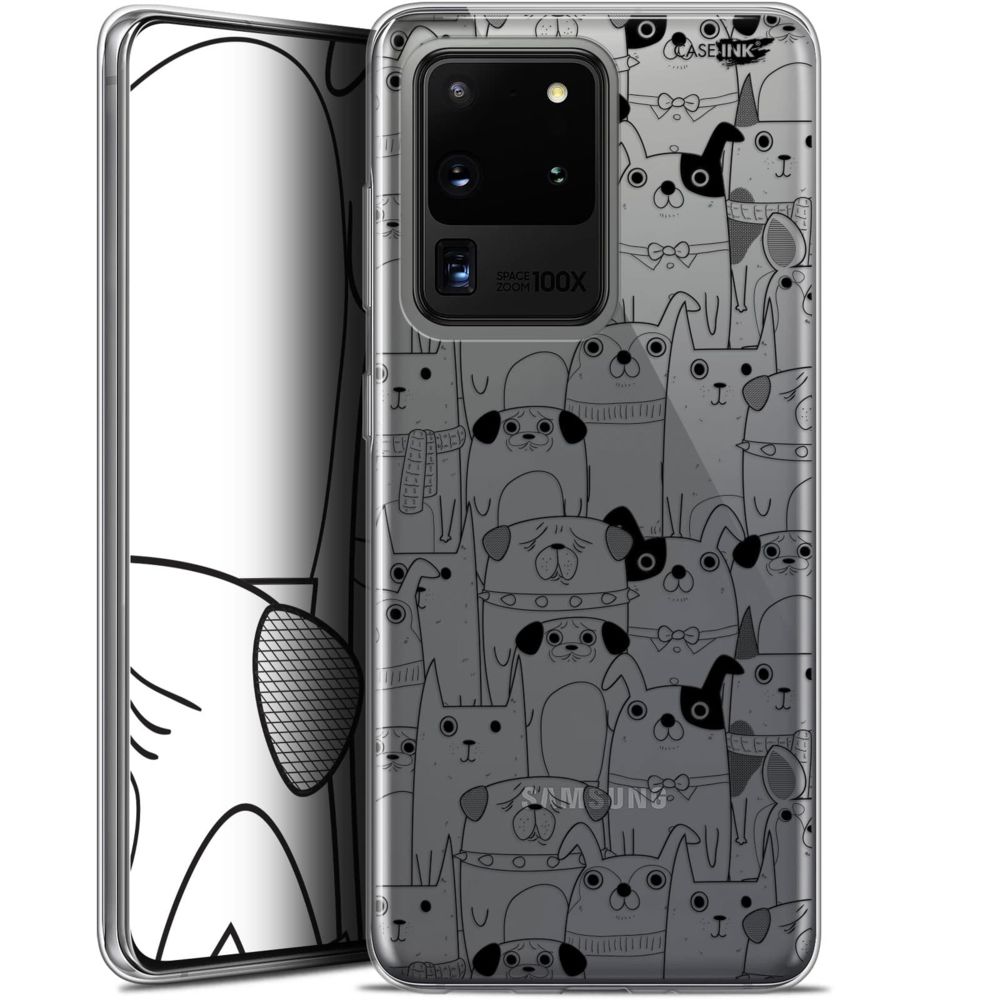 Caseink - Coque arrière Samsung Galaxy S20 Ultra (6.9 ) Gel HD [ Nouvelle Collection - Souple - Antichoc - Imprimé en France] Chien Noir - Coque, étui smartphone