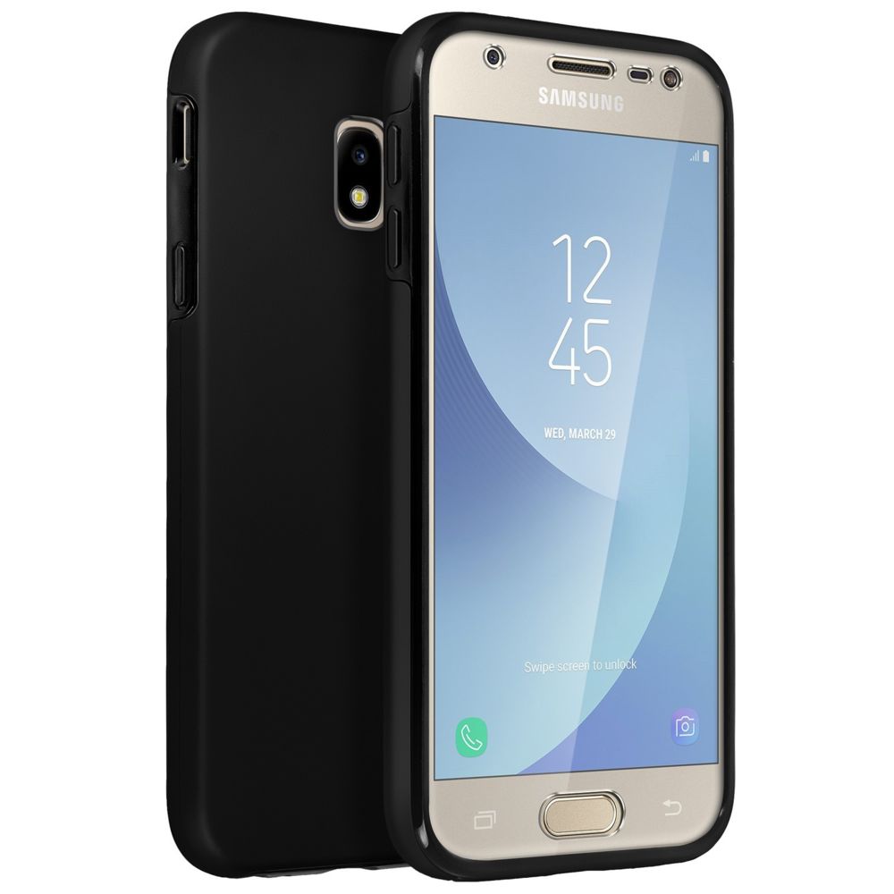 Avizar - Coque Galaxy J3 2017 Protection Avant Silicone + Arrière Polycarbonate - Noir - Coque, étui smartphone