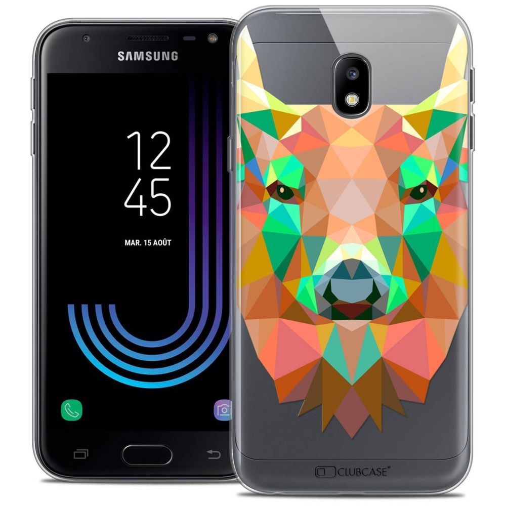 Caseink - Coque Housse Etui Samsung Galaxy J3 2017 J320 (5 ) [Crystal Gel HD Polygon Series Animal - Souple - Ultra Fin - Imprimé en France] Cerf - Coque, étui smartphone