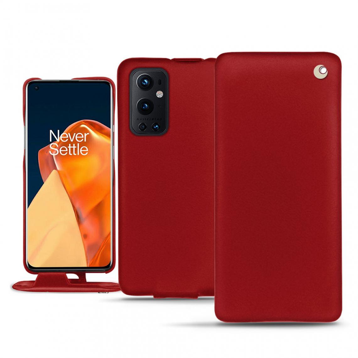Noreve - Housse cuir OnePlus 9 Pro - Rabat vertical - Rouge ( Nappa - Pantone 199C ) - NOREVE - Coque, étui smartphone