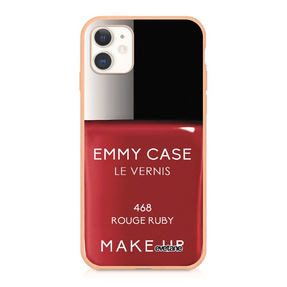 Evetane - Coque iPhone 11 Silicone Liquide Douce rose pâle Vernis Rouge Ecriture Tendance et Design Evetane - Coque, étui smartphone