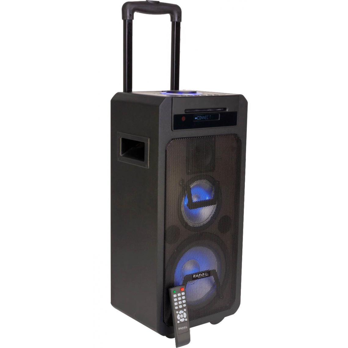 Ibiza Sound - Système de sonorisation portable autonome - 350w - CD/BT/USB/AUX - Avec télécommande - Retours de scène
