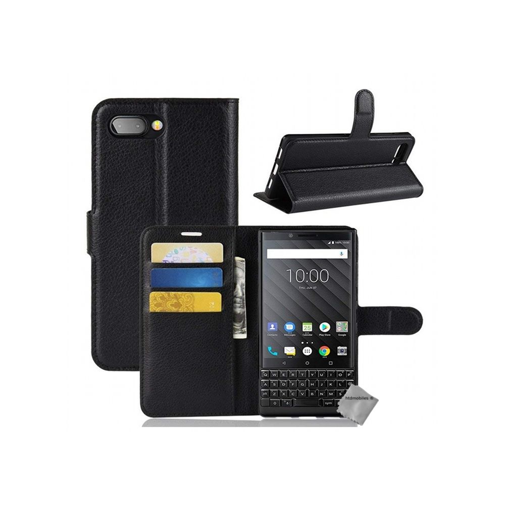 Htdmobiles - Housse etui coque pochette portefeuille pour Blackberry Key2 + film ecran - NOIR - Autres accessoires smartphone