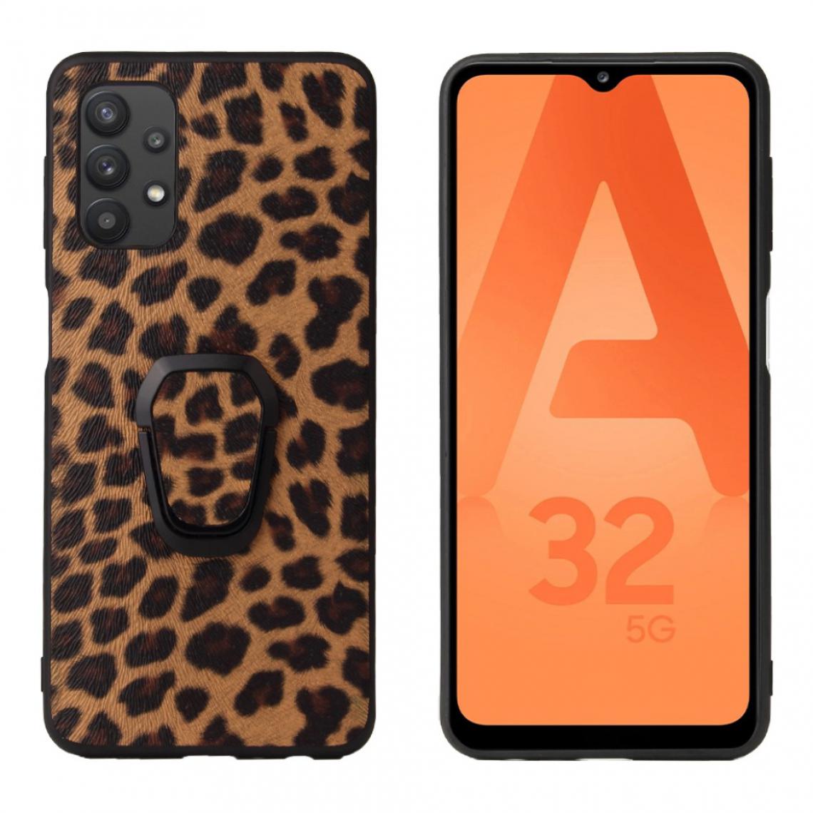 Other - Coque en TPU + PU avec béquille en forme d'anneau texture léopard pour votre Samsung Galaxy A32 5G - Coque, étui smartphone