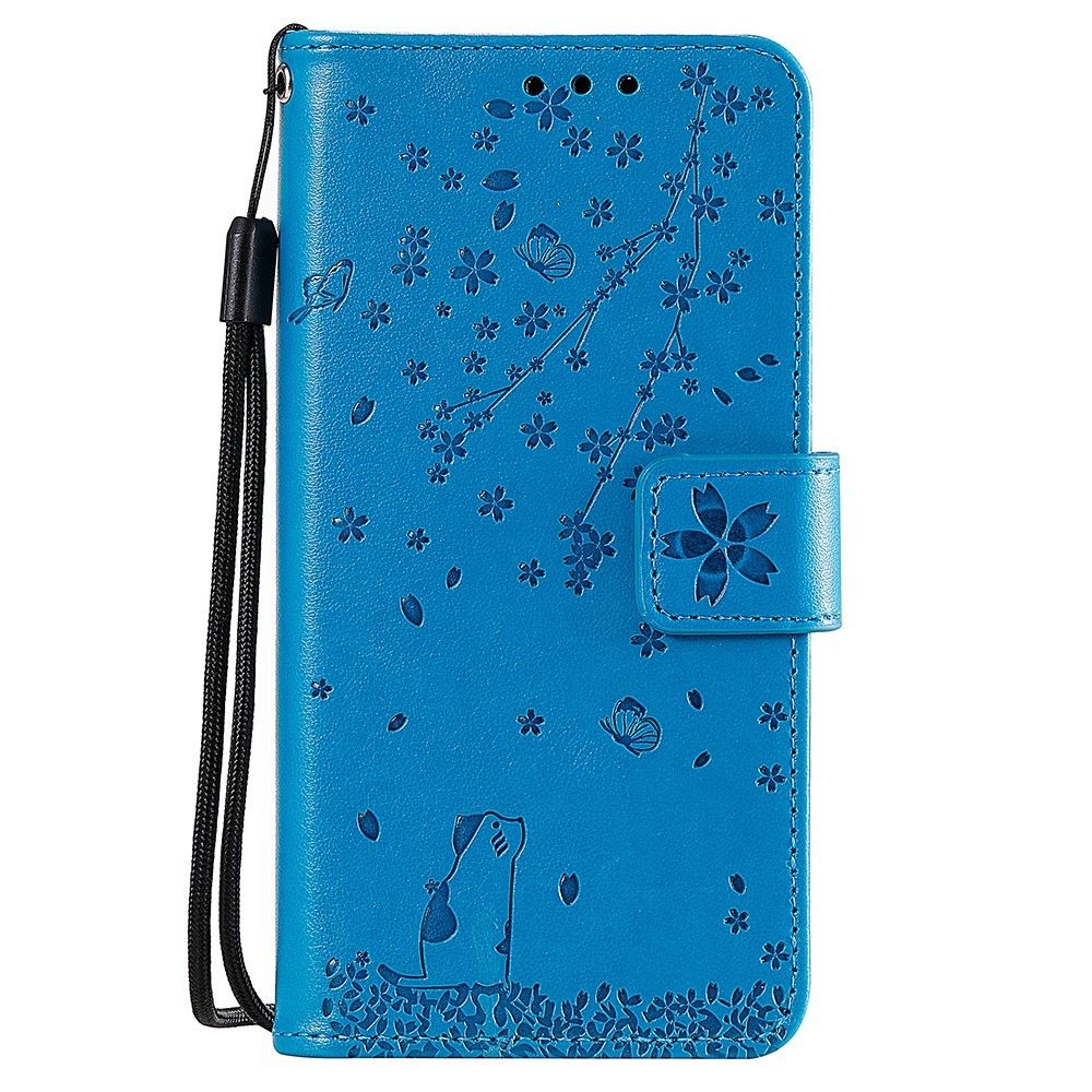 marque generique - Etui en PU sakura chat bleu pour votre Samsung Galaxy A10/M10 - Coque, étui smartphone