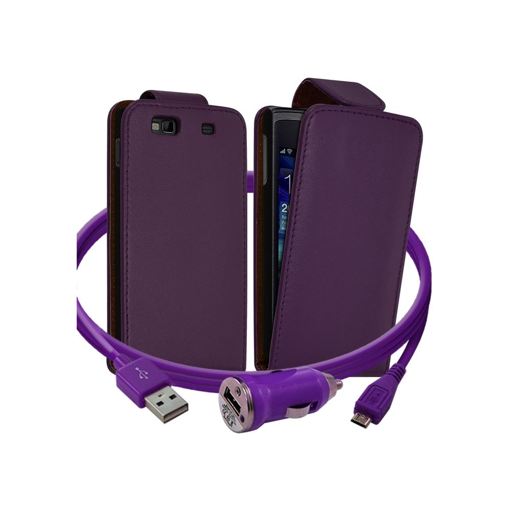 Karylax - Housse Coque Etui pour Samsung Wave 3 + Chargeur Auto Couleur Violet - Autres accessoires smartphone