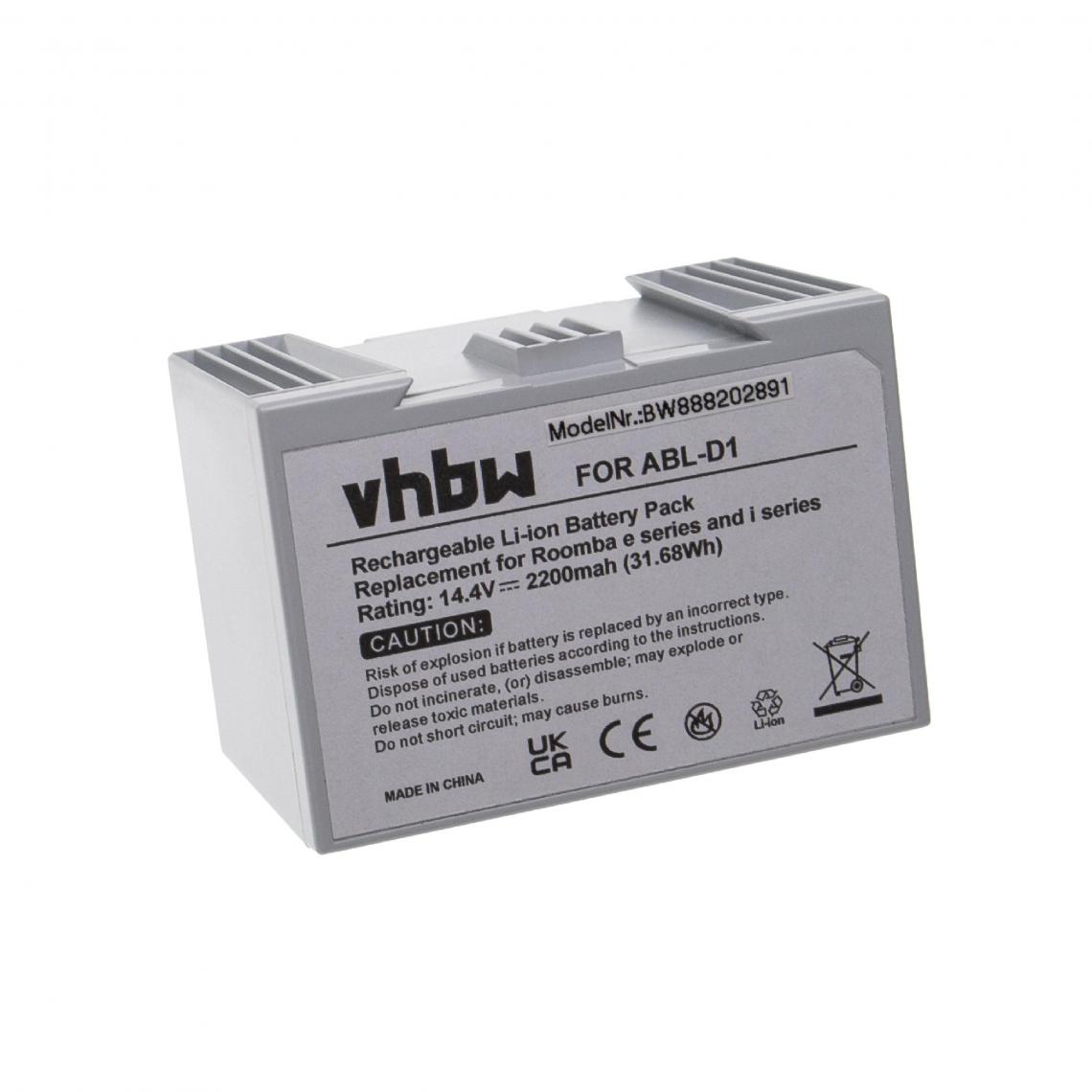 Vhbw - vhbw Batterie compatible avec iRobot Roomba e619820, i3, i31502F, i4, i7, i7+ aspirateur, robot électroménager (2200mAh, 14,4V, Li-ion) - Accessoire entretien des sols