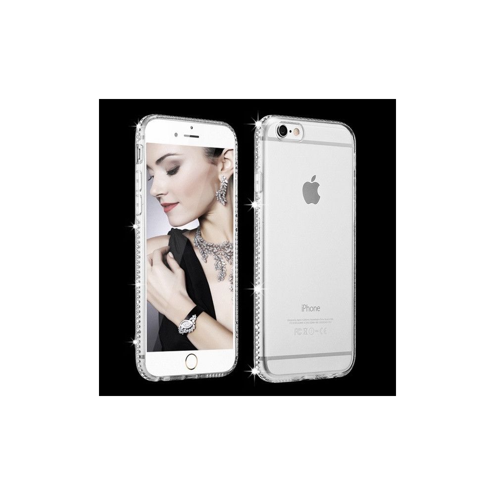 Shot - Coque Silicone Diamants IPHONE 7 APPLE Contour Transparente Bumper Protection Gel Souple (ARGENT) - Coque, étui smartphone