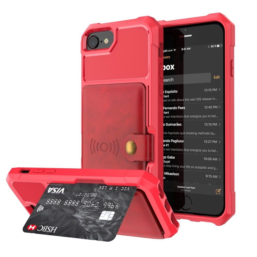 marque generique - Etui en PU revêtu d'une feuille intégrée rouge pour votre Apple iPhone 8/7/6s/6 4.7 inch - Autres accessoires smartphone