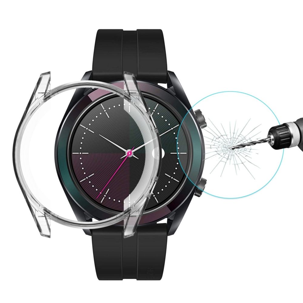 Wewoo - Boîtier de montre Pour HUAWEI Watch Elegant 42mm Chapeau-Prince 2 en 1 Couverture Complète TPU Transparent + 0.2mm 9H 2.15D Film de verre trempé Edge - Accessoires montres connectées