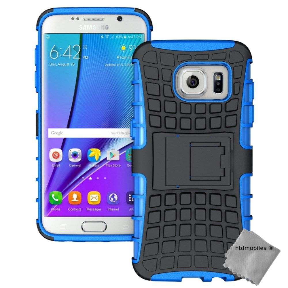 Htdmobiles - Housse etui coque anti choc pour Samsung G935 Galaxy S7 Edge + verre trempe - BLEU - Autres accessoires smartphone