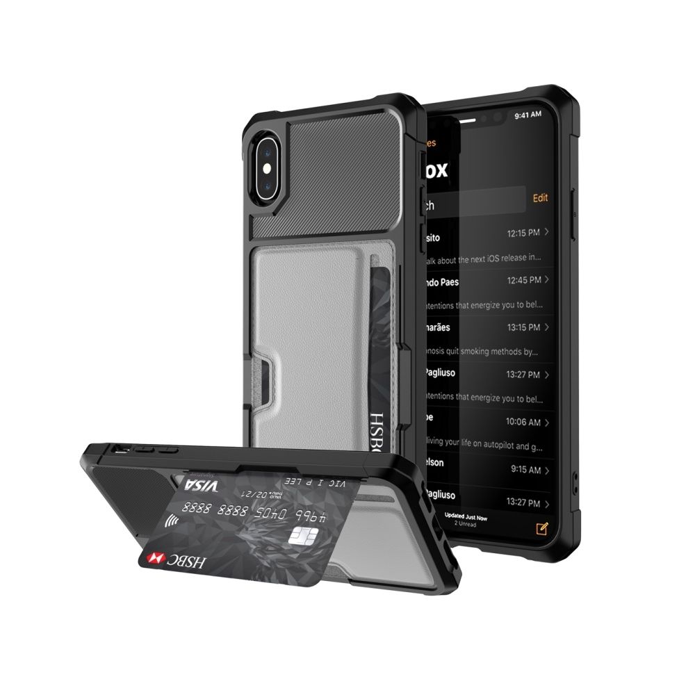 Wewoo - Coque PC antichoc magnétique pour iPhone XS / X, avec fente pour carte (Gris) - Coque, étui smartphone