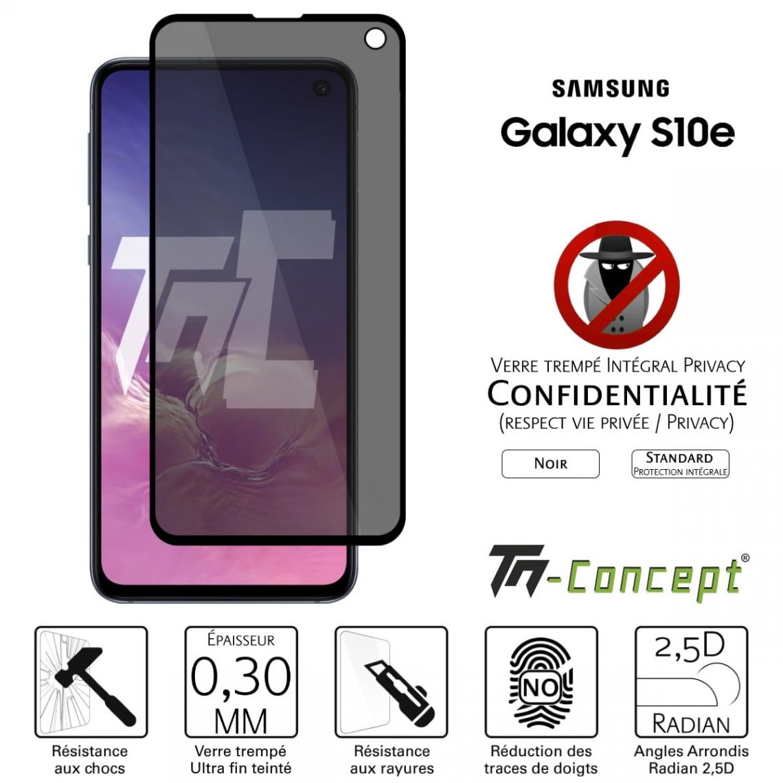 Tm Concept - Verre trempé teinté - Samsung Galaxy S10e - Noir - intégral - TM Concept® - Protection écran smartphone
