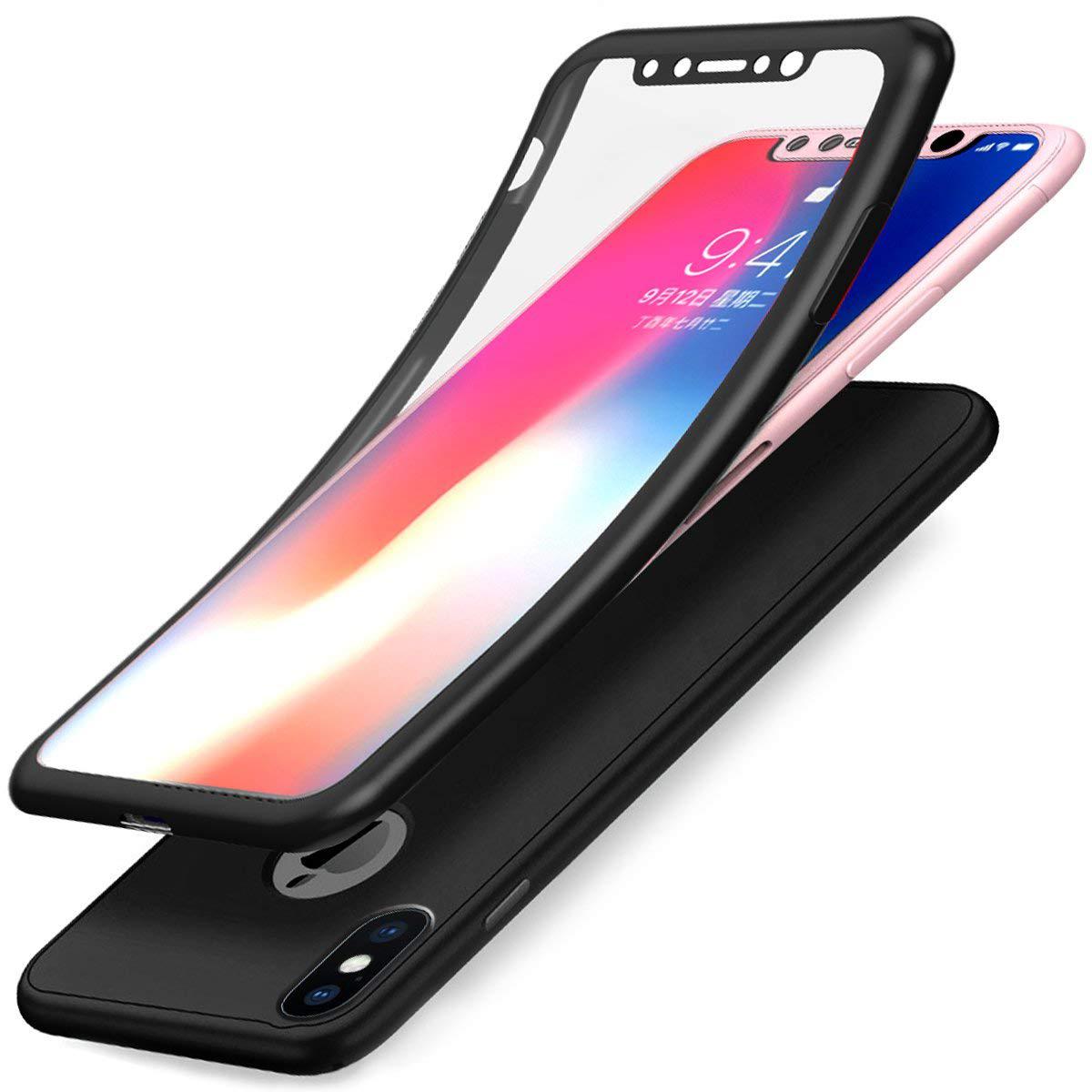 Little Boutik - Coque Intégrale Silicone Pour iPhone 7 Couleur Noir + Verre Trempé Anti Choc 360 Full Protection Couleur : - Autres accessoires smartphone