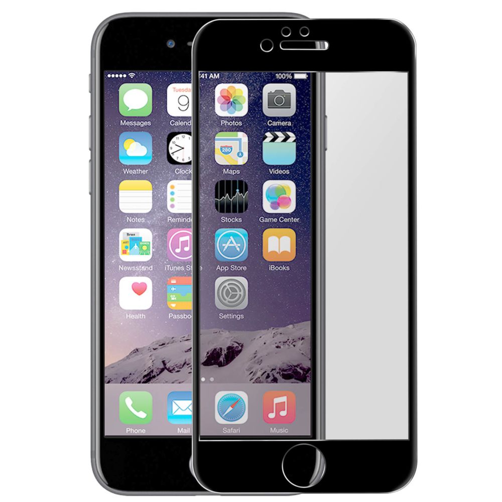 Avizar - Film Écran iPhone 6 et 6S Verre Trempé 9H Biseauté Transparent Bord noir - Protection écran smartphone