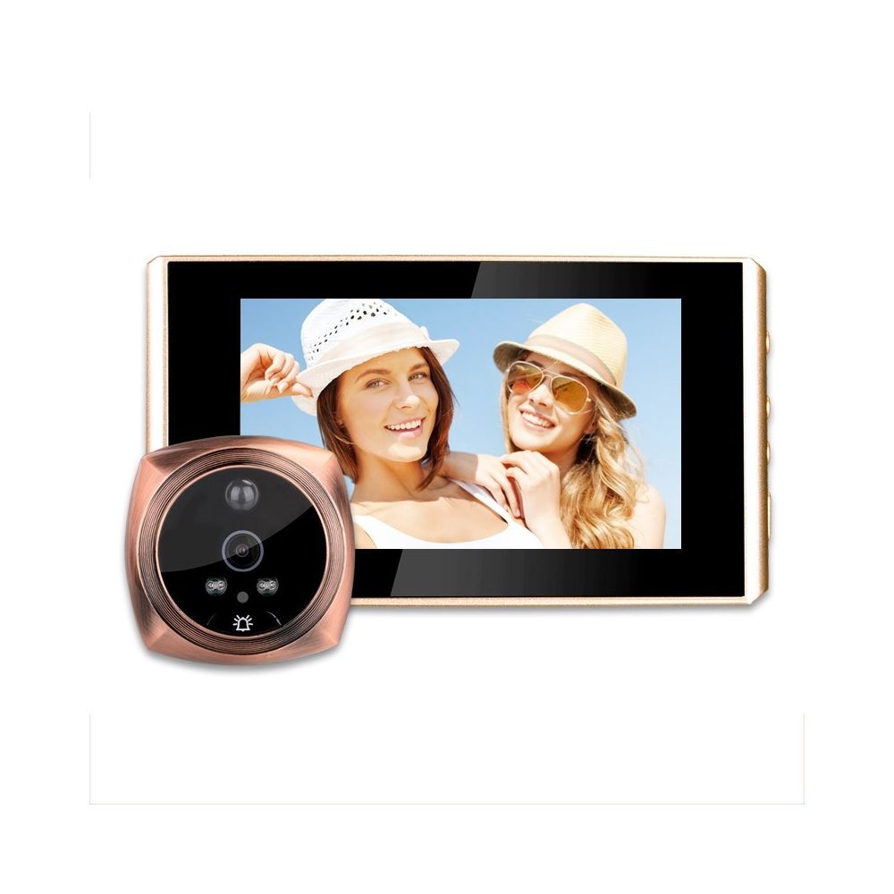 Wewoo - Portier vidéo Visiophone sans fil Interphone Écran couleur LCD de 4,3 pouces avec sonnette de porte Oeil de de électronique judas en or - Sonnette et visiophone connecté