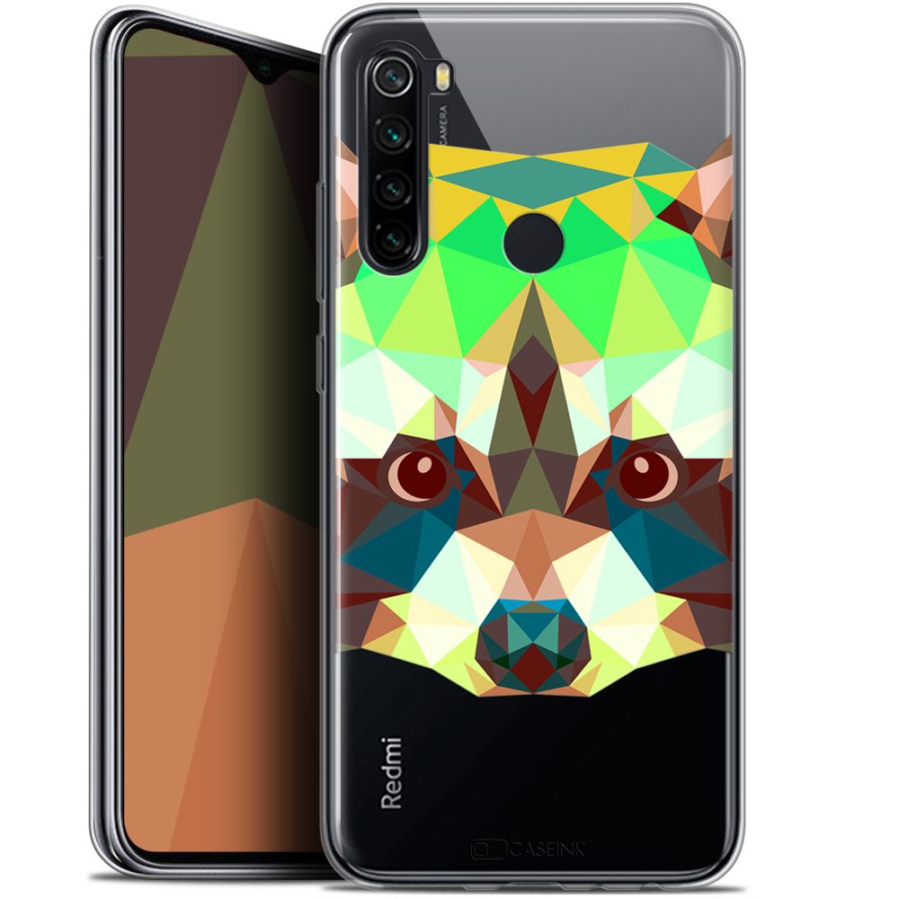 Caseink - Coque Pour Xiaomi Redmi Note 8 (6.3 ) [Gel HD Collection Polygon Animals Design Raton Laveur - Souple - Ultra Fin - Imprimé en France] - Coque, étui smartphone