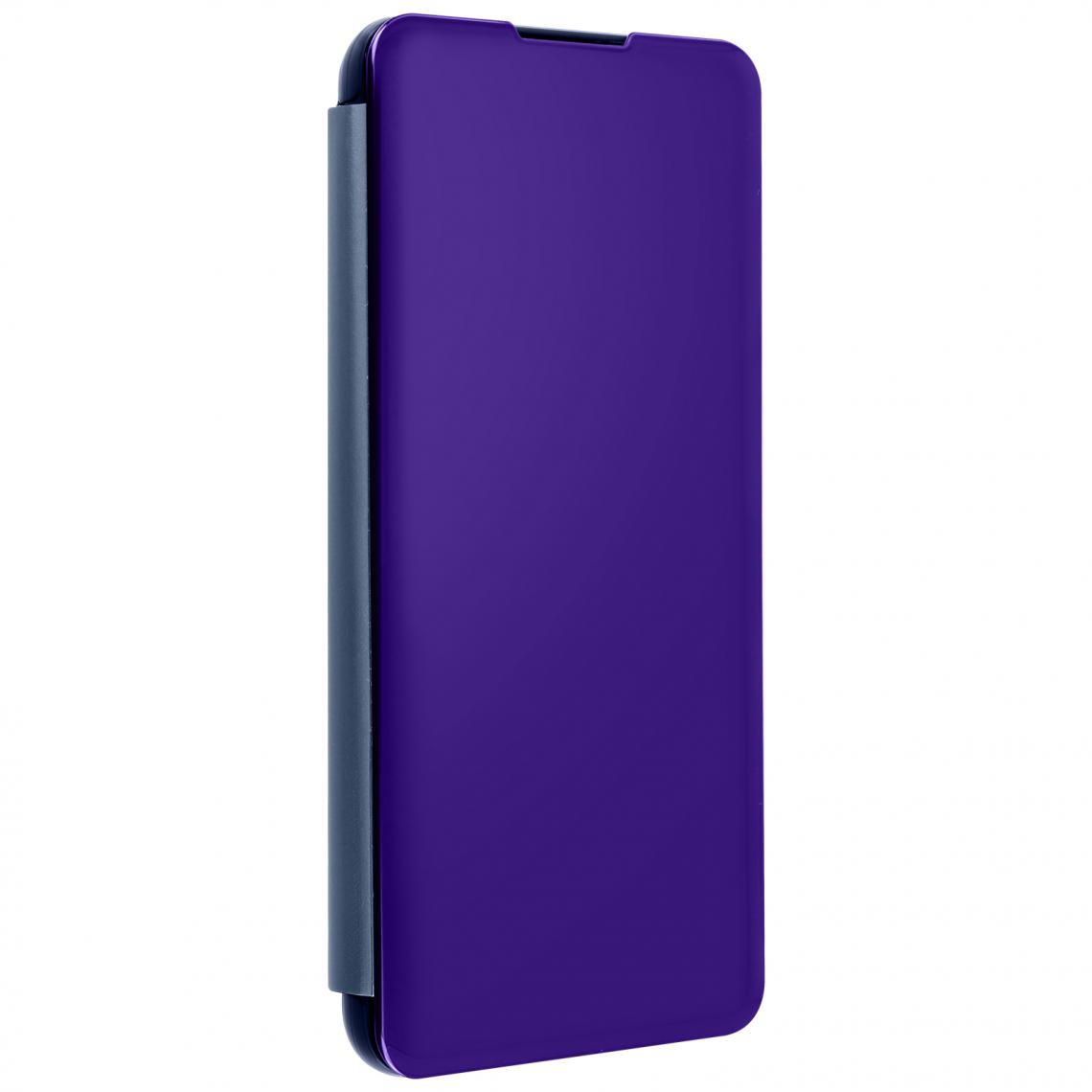 Avizar - Étui Samsung Galaxy S21 Clapet translucide Design Miroir Support Vidéo Bleu nuit - Coque, étui smartphone