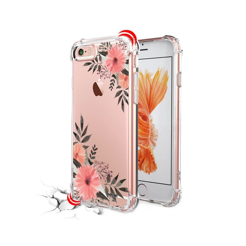 Evetane - Coque iPhone 6/6S anti-choc souple avec angles renforcés transparente Fleurs roses Evetane - Coque, étui smartphone