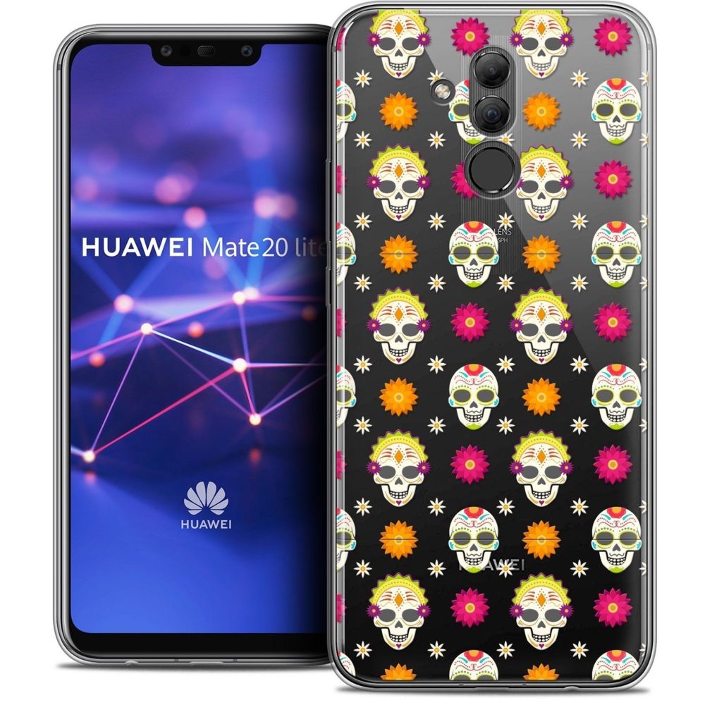 Caseink - Coque Housse Etui Huawei Mate 20 Lite (6.3 ) [Crystal Gel HD Collection Halloween Design Skull Halloween - Souple - Ultra Fin - Imprimé en France] - Coque, étui smartphone