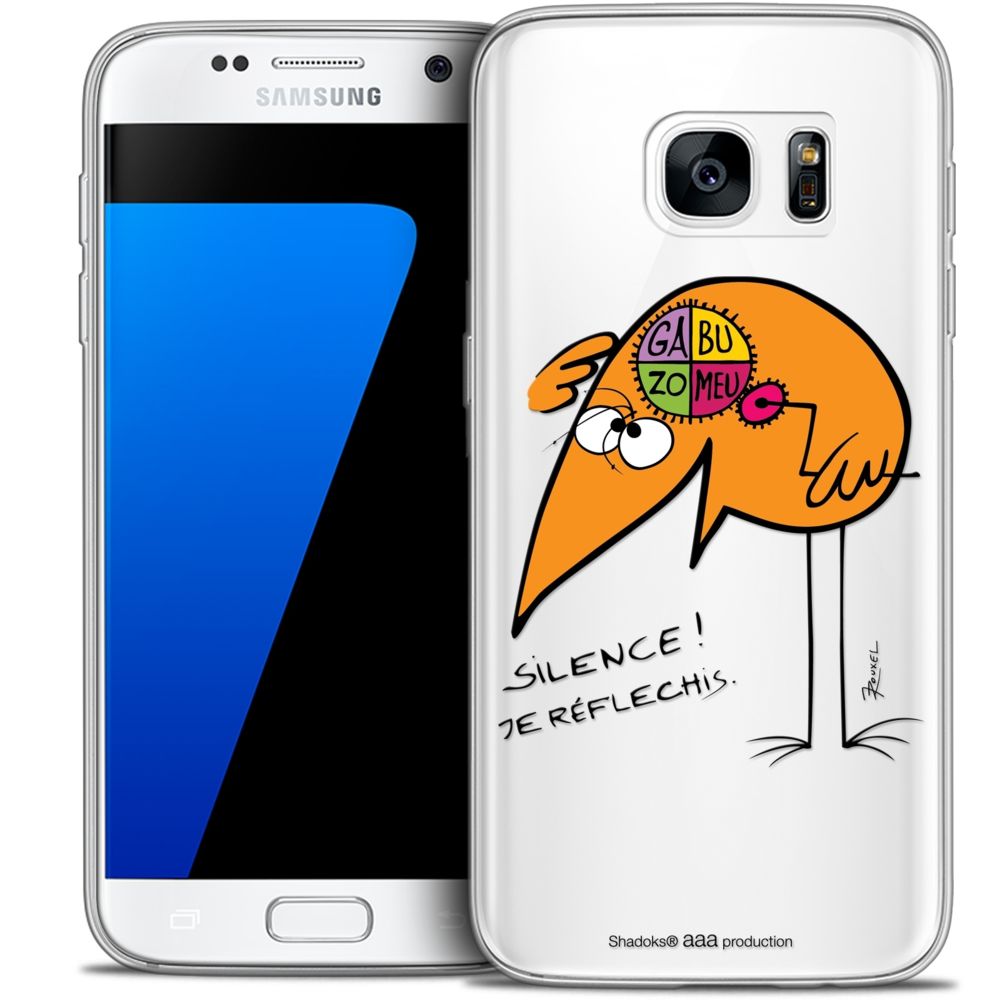 Caseink - Coque Housse Etui Samsung Galaxy S7 [Crystal HD Collection Les Shadoks ? Design Silence ! - Rigide - Ultra Fin - Imprimé en France] - Coque, étui smartphone