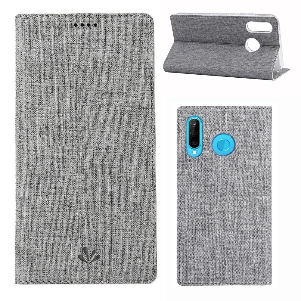 marque generique - Etui en PU avec support gris pour votre Huawei P30 Lite/Nova 4e - Coque, étui smartphone