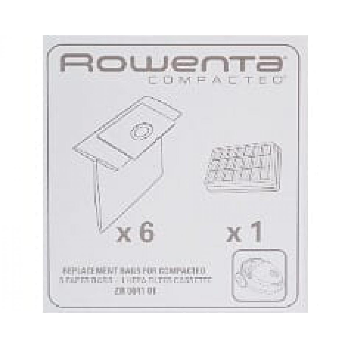 Rowenta - Sacs aspirateur compacteo par 6 + filtre pour Aspirateur Rowenta - Accessoire entretien des sols