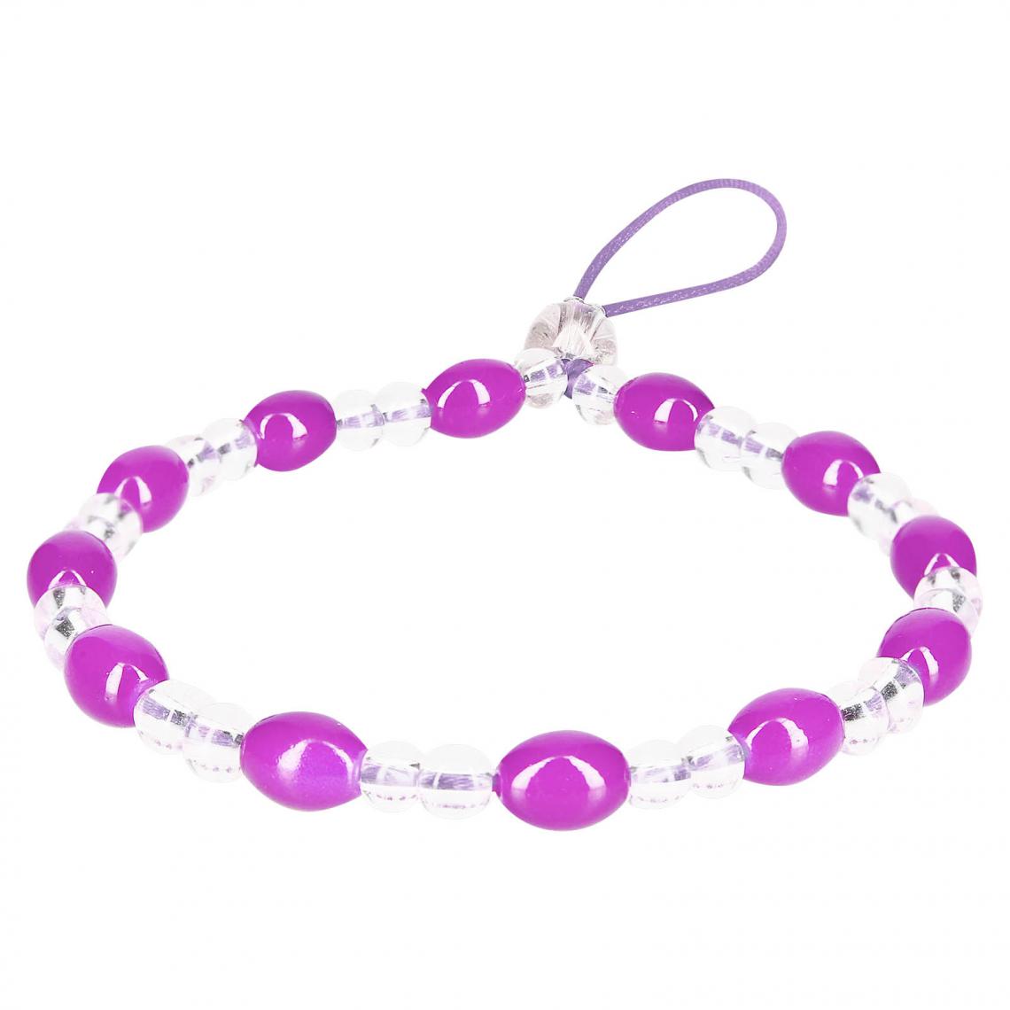 Avizar - Bijou de Téléphone Bracelet à Perles ovales, rondes Collection Cosmopoli Violet - Autres accessoires smartphone