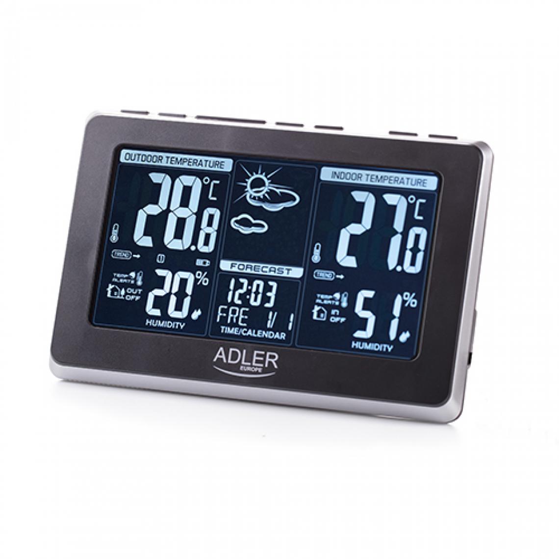 Adler - station météo digital sans fil noir gris - Météo connectée