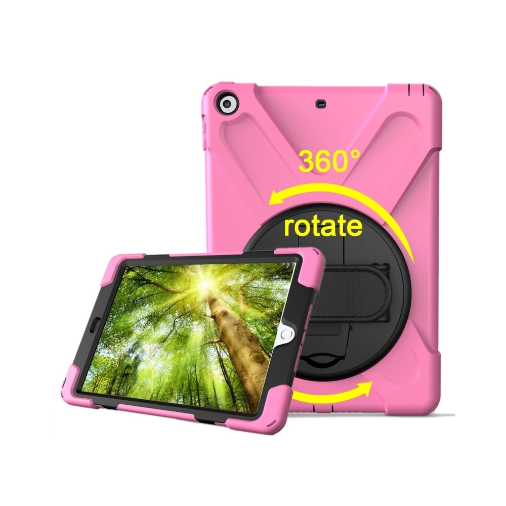 Wewoo - Coque rose pour iPad 9,7 pouces 2017 360 Degrés Rotation PC + Étui de Protection en Silicone avec Support et Dragonne - Coque, étui smartphone