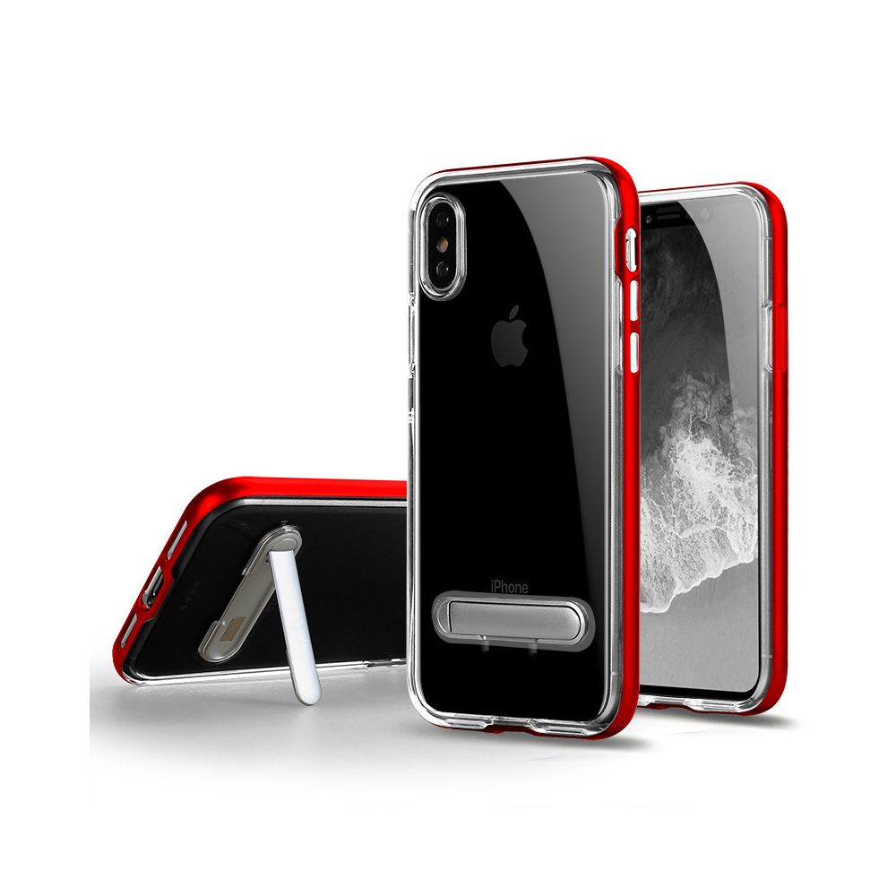 marque generique - Etui coque antichoc avec support pour Apple iPhone XS - Rouge - Coque, étui smartphone